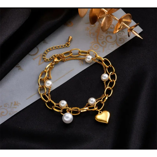 EVAMON   HEART PEARL BRACELET EVAMON   HEART PEARL BRACELET