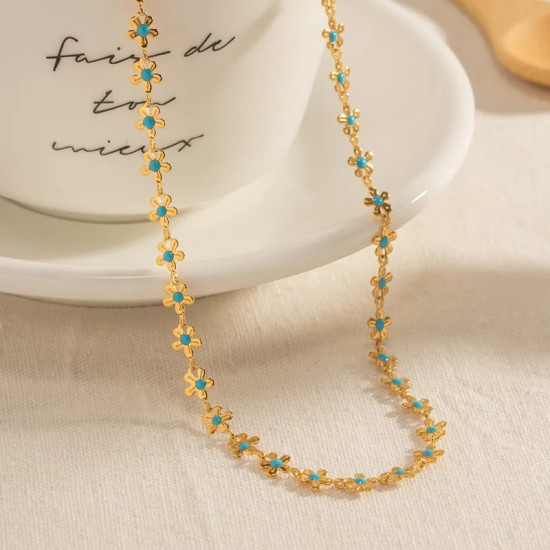 EVAMON BLUE FLOWERS NECKLACE EVAMON BLUE FLOWERS NECKLACE