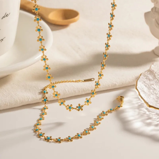 EVAMON BLUE FLOWERS NECKLACE EVAMON BLUE FLOWERS NECKLACE
