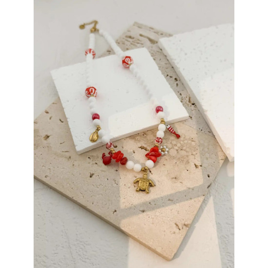 EVAMON RED  BOHO NECKLACE